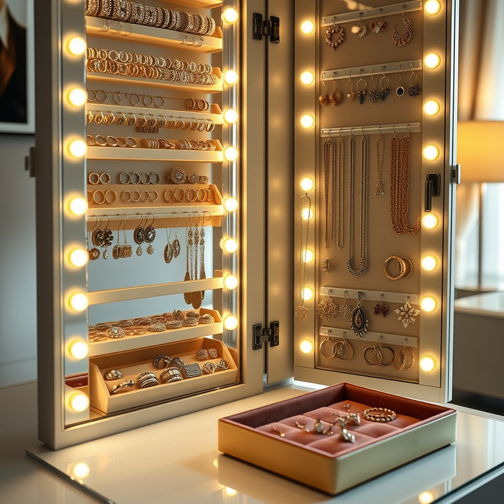 jewelry armoire in action